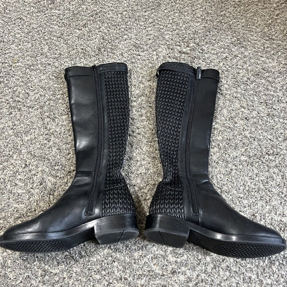 Cole Haan Grand OS Tall Riding Boots Lexi Black Leather/Stretch Woven 5 B Zip - Picture 4 of 10